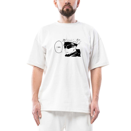 Gojou Satoru I See Oversize Beyaz Tişört
