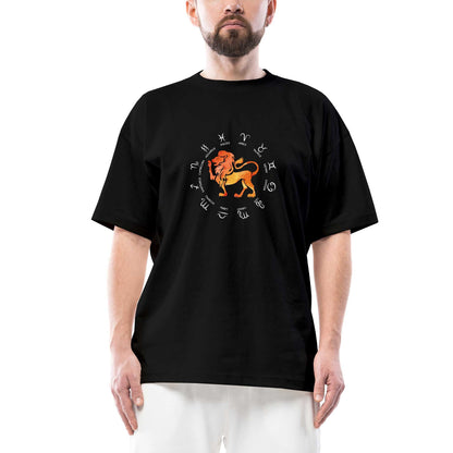 Aslan Burcu Modern Oversize Siyah Tişört