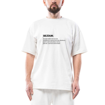 Bezdum Açıklama Oversize Beyaz Tişört