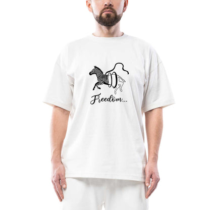 Freedom Zebra Oversize Beyaz Tişört