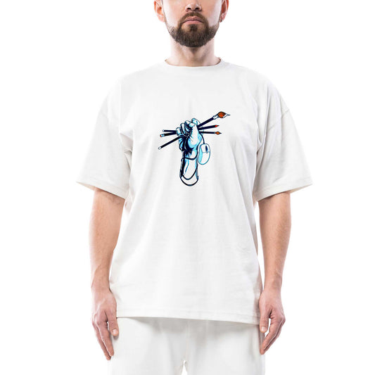 Graphic Designer Oversize Beyaz Tişört