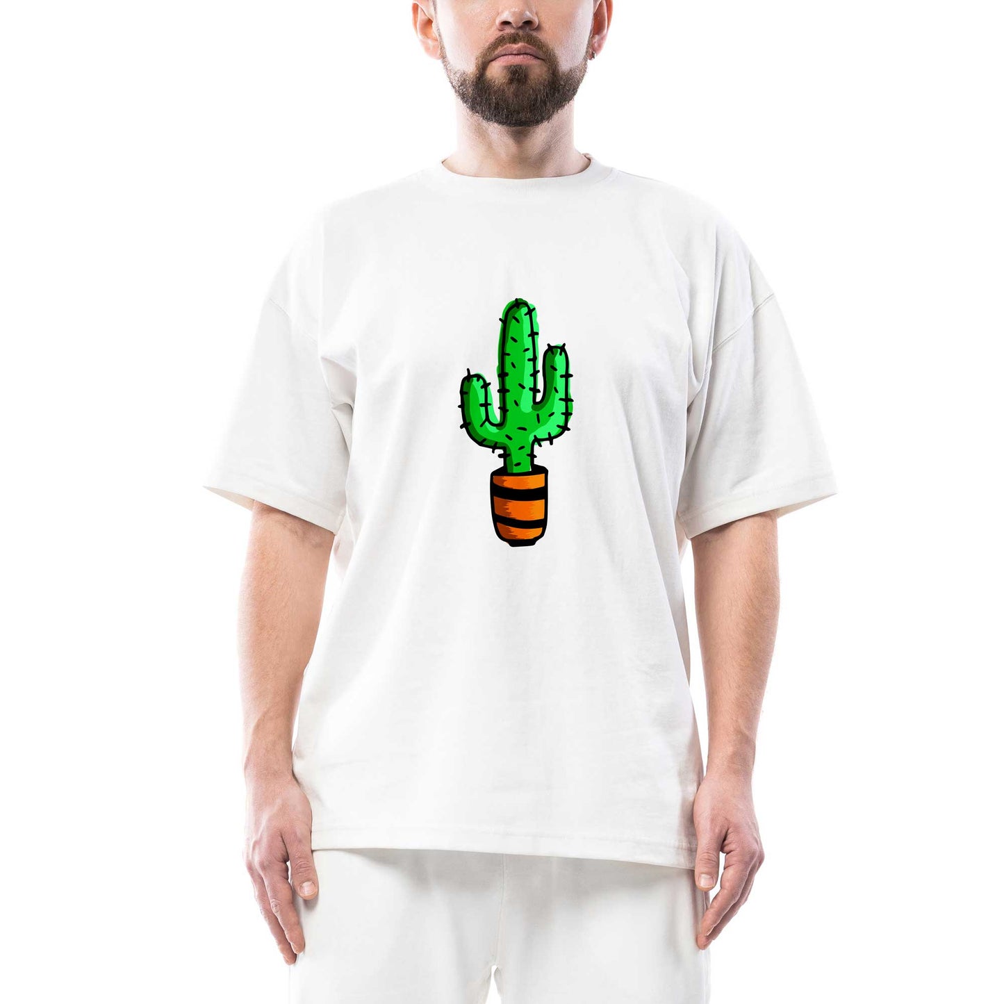 Kaktüs Oversize Beyaz Tişört