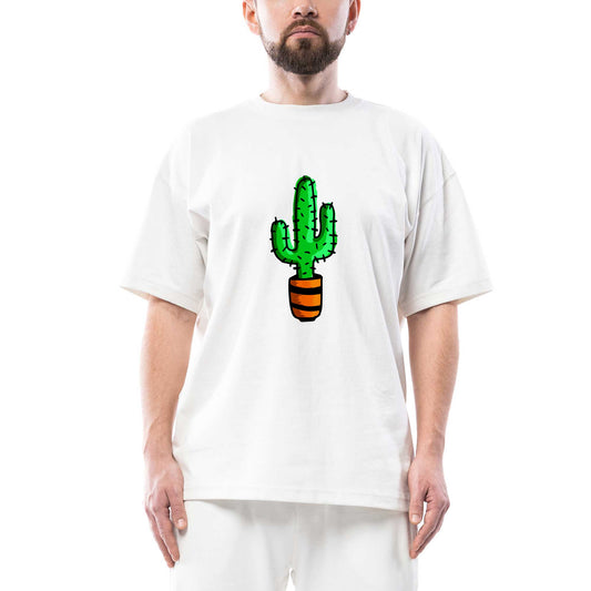 Kaktüs Oversize Beyaz Tişört
