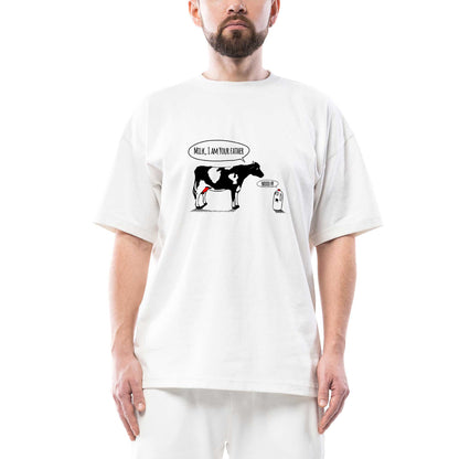 Milk Im Your Father Oversize Beyaz Tişört