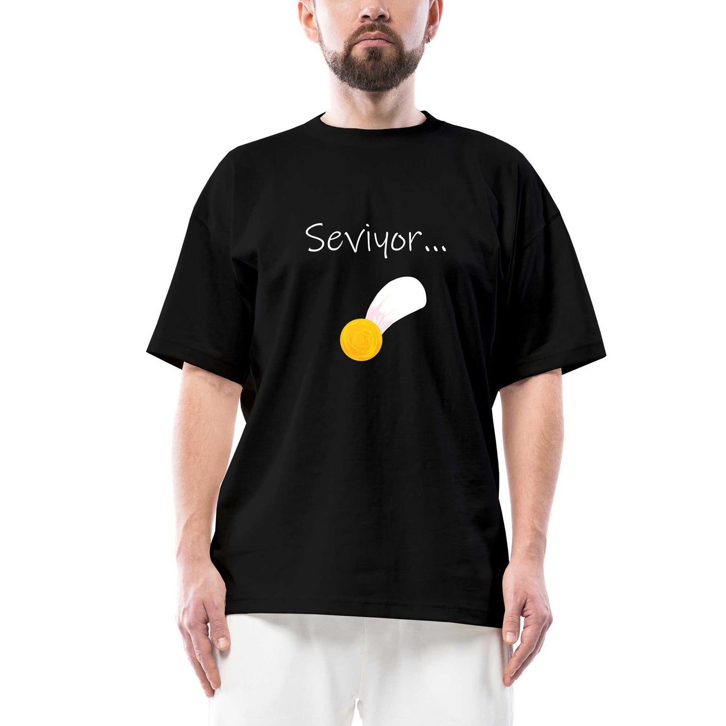 Seviyor Papatya Oversize Siyah Tişört