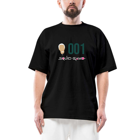 Squid Game Gamer 001 Oversize Siyah Tişört