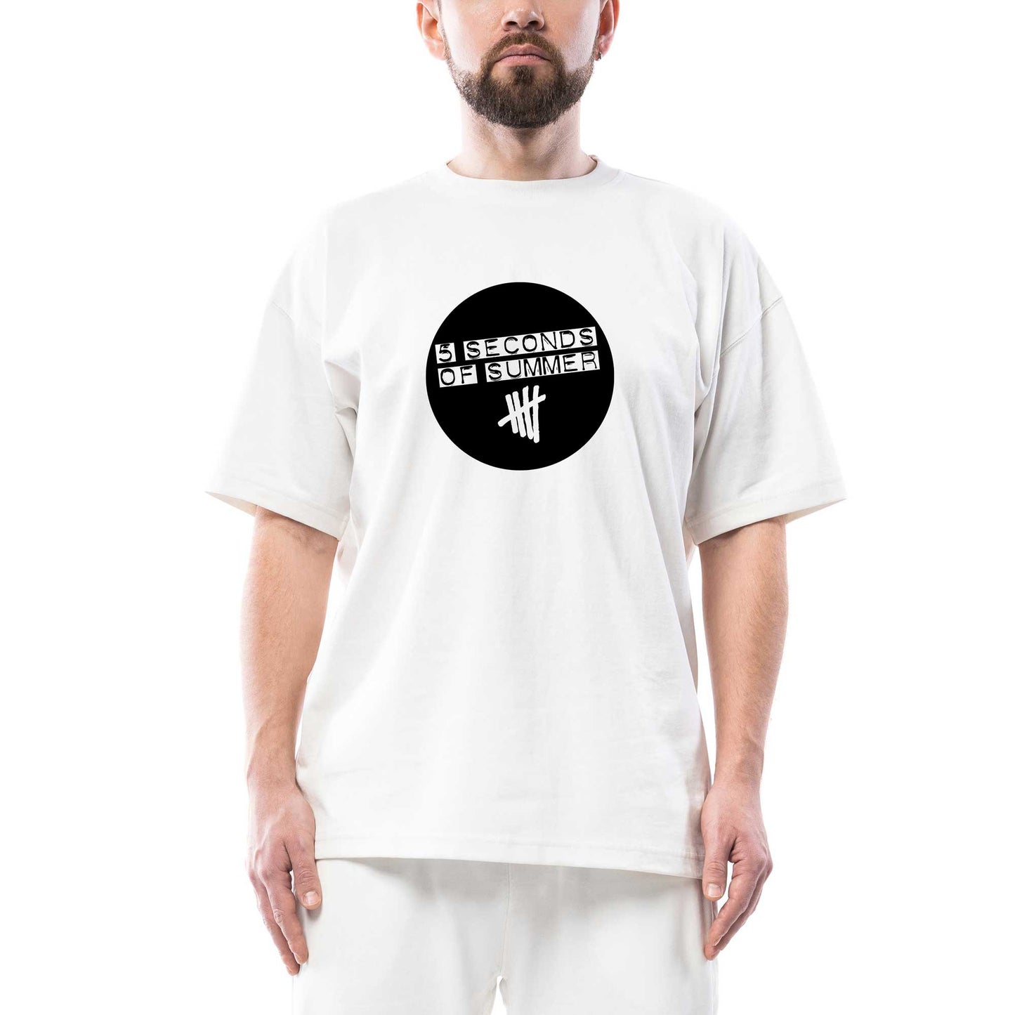 5 Seconds Of Summer Circle Oversize Beyaz Tişört