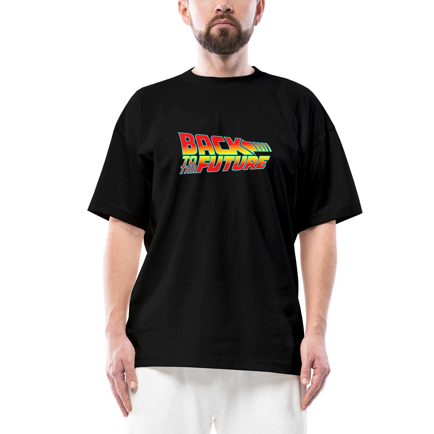 Back To The Future Gelece Dönüş Oversize Siyah Tişört