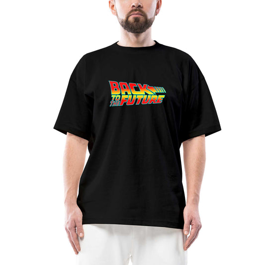 Back To The Future Gelece Dönüş Oversize Siyah Tişört