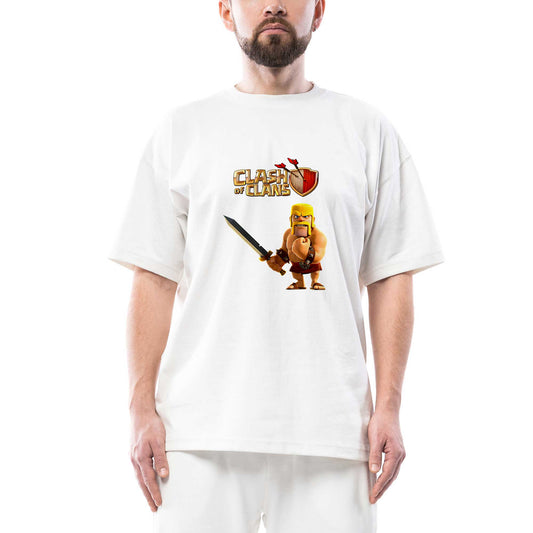 Clash Of Clans Barbar Oversize Beyaz Tişört