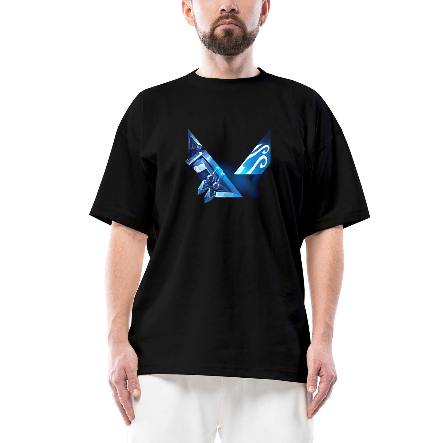 Valorant Jett Logo Oversize Siyah Tişört