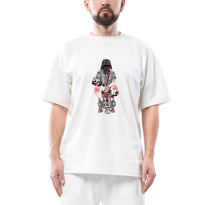 Dart Vader on The Toilet Oversize Beyaz Tişört