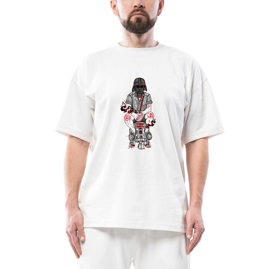 Dart Vader on The Toilet Oversize Beyaz Tişört