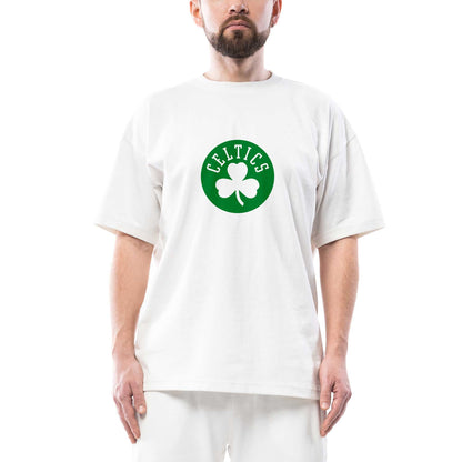 Boston Celtics Yonca Logo Oversize Beyaz Tişört