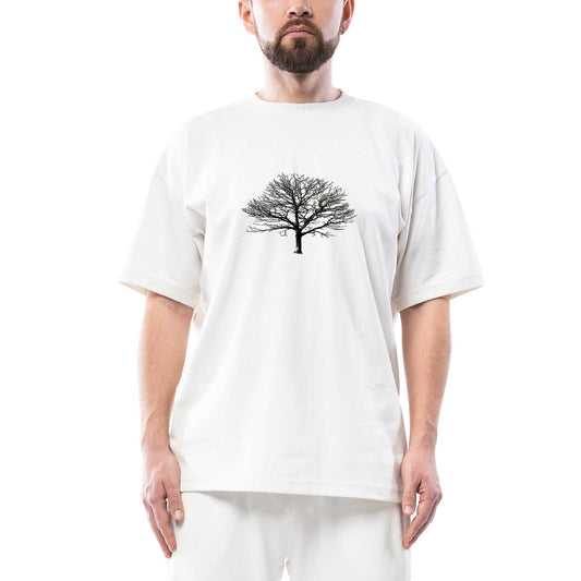 Kuru Ağaç Oversize Beyaz Tişört