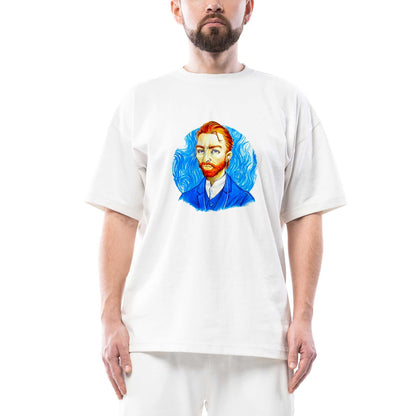 Van Gogh Portre Kulaklık Oversize Beyaz Tişört