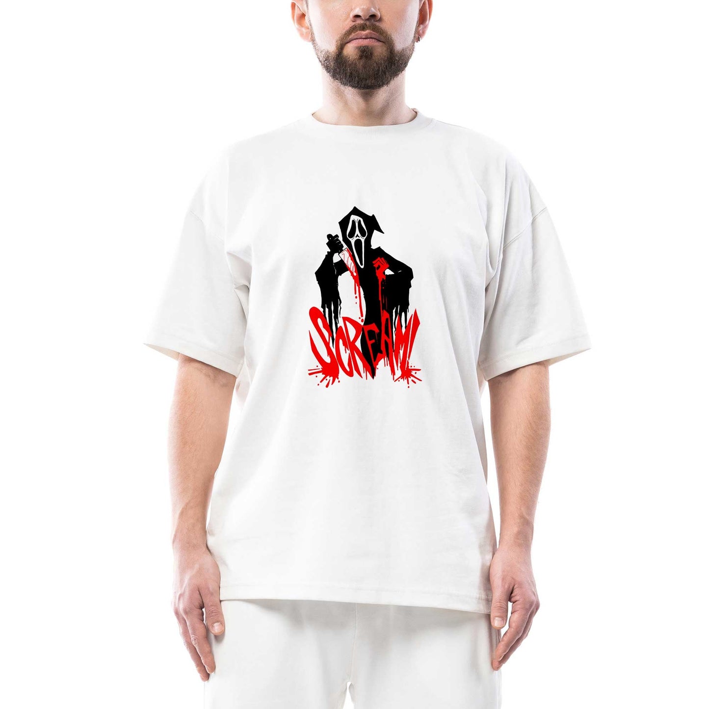 Scream Comic Oversize Beyaz Tişört
