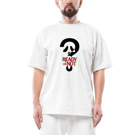 Scream Ready Or Not Oversize Beyaz Tişört