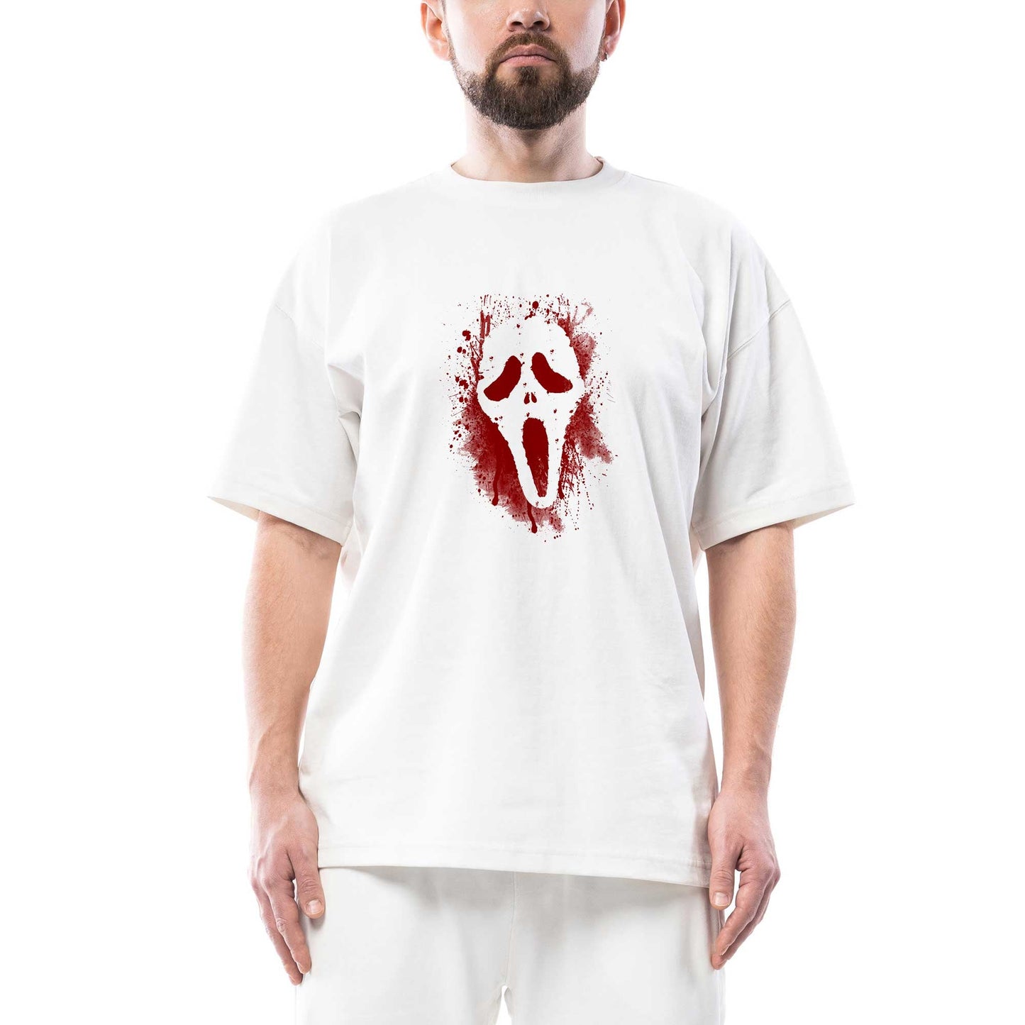Scream Splash Oversize Beyaz Tişört