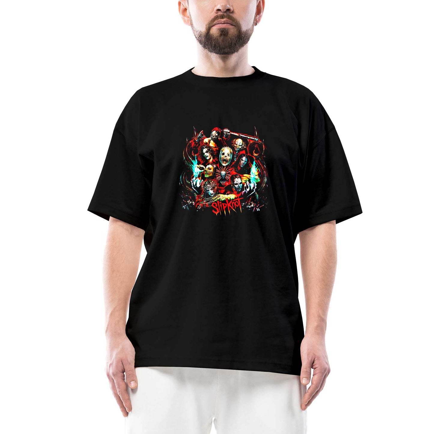 Slipknot Group Red Oversize Siyah Tişört