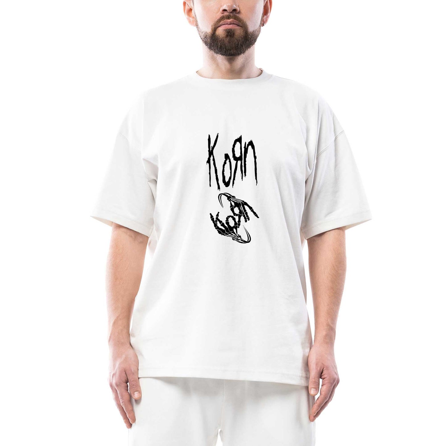 Korn to Korn Oversize Beyaz Tişört