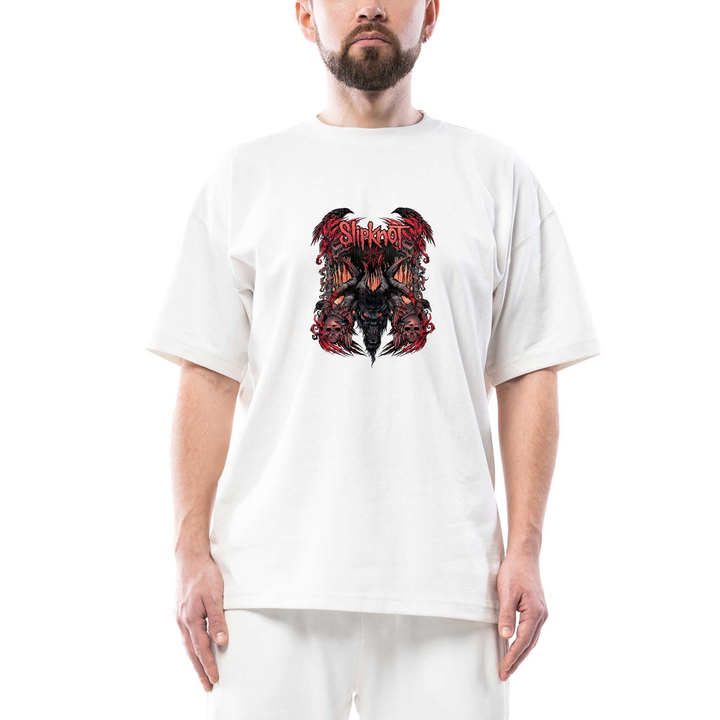 Slipknot Ram Head Oversize Beyaz Tişört