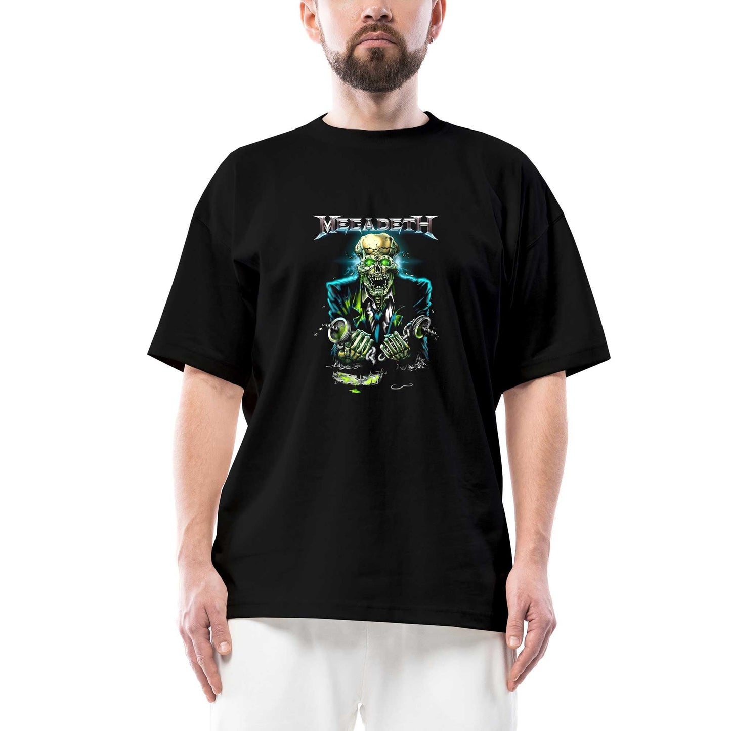 Megadeth Skull Riot Oversize Siyah Tişört