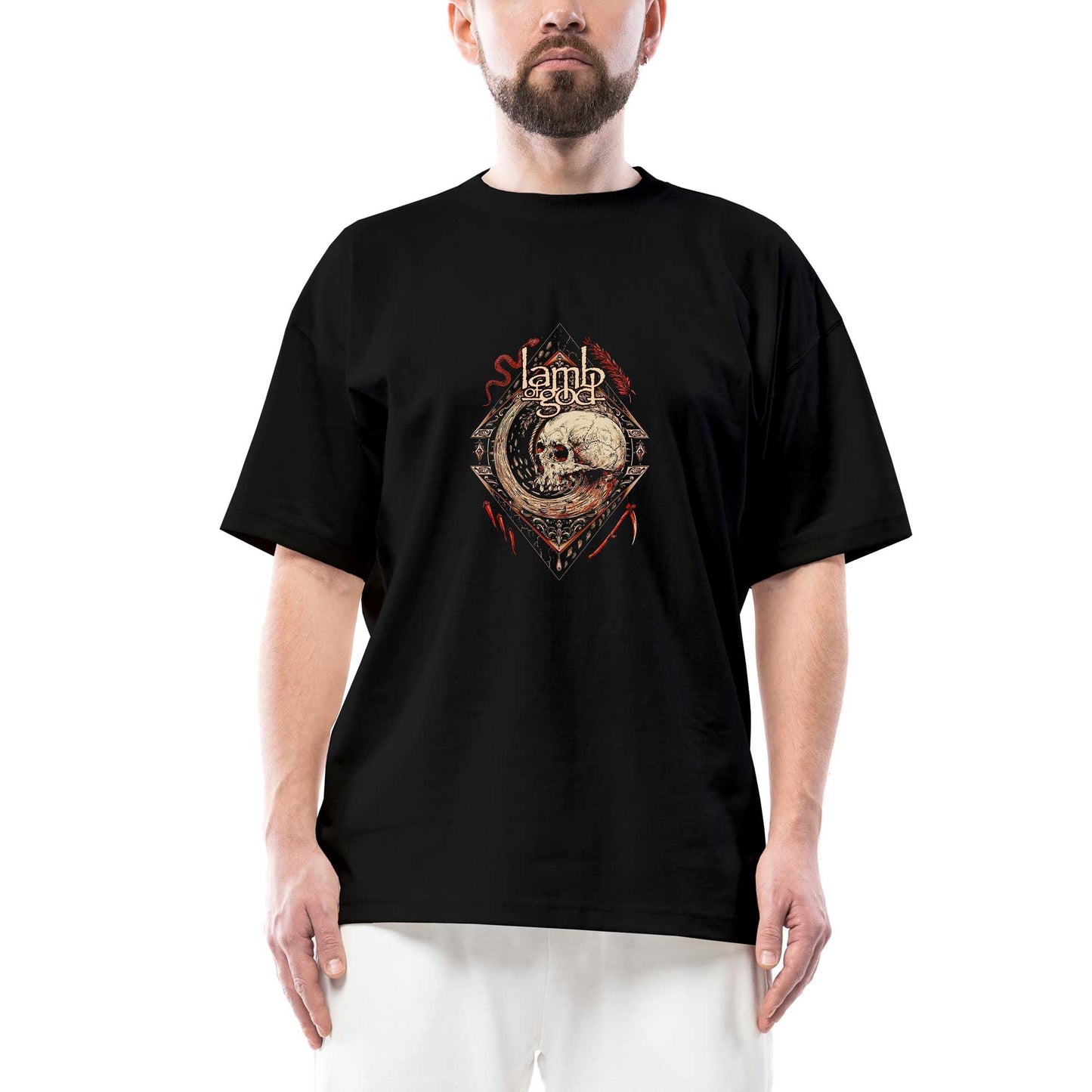 Lamb Of God Band Lightweight Skull Oversize Siyah Tişört