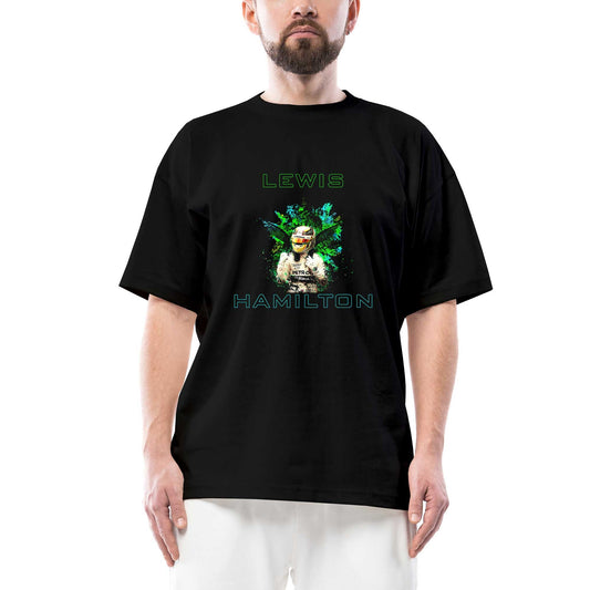 F1 Lewis Hamilton Green Oversize Siyah Tişört