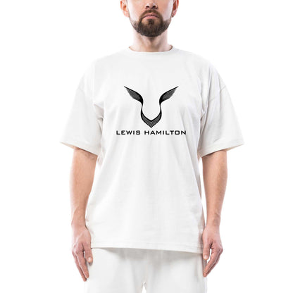 Lewis Hamilton Logo Oversize Beyaz Tişört