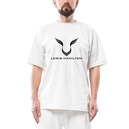 Lewis Hamilton Logo Oversize Beyaz Tişört
