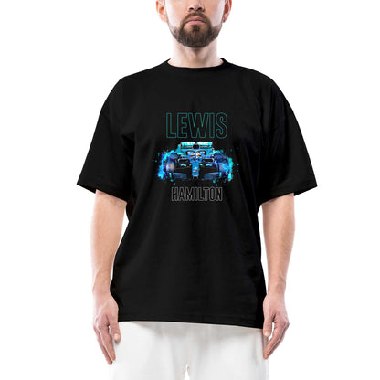 F1 Lewis Hamilton Car Oversize Siyah Tişört