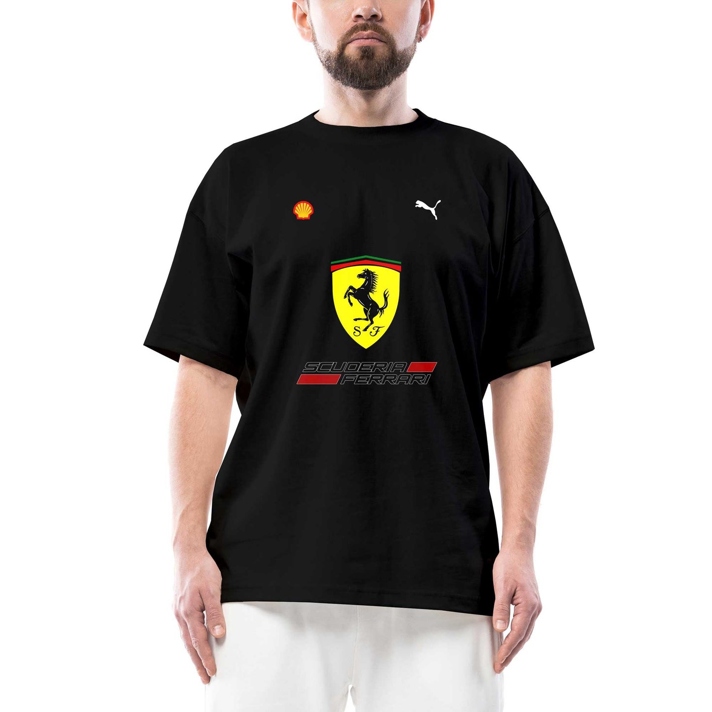 F1 Ferrari Oversize Siyah Tişört