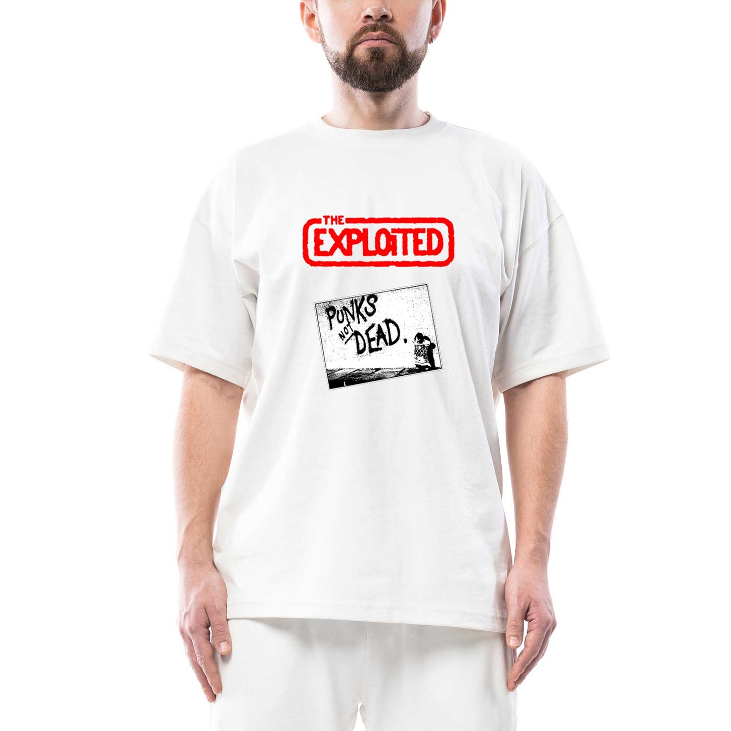The Exploited Punks Not Dead Oversize Beyaz Tişört