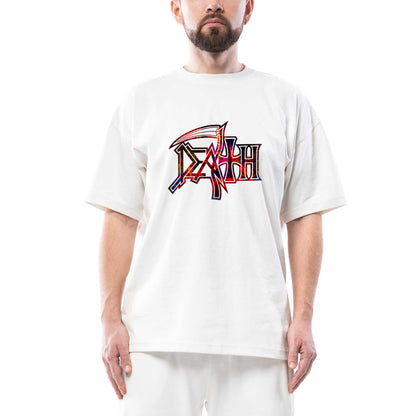 Death Rainbow Oversize Beyaz Tişört