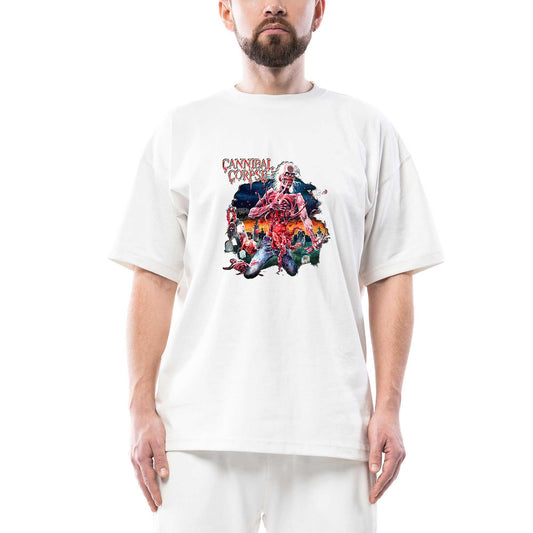 Cannibal Corpse Skull Oversize Beyaz Tişört