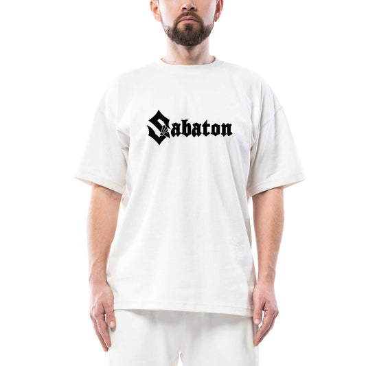 Sabaton Logo Oversize Beyaz Tişört