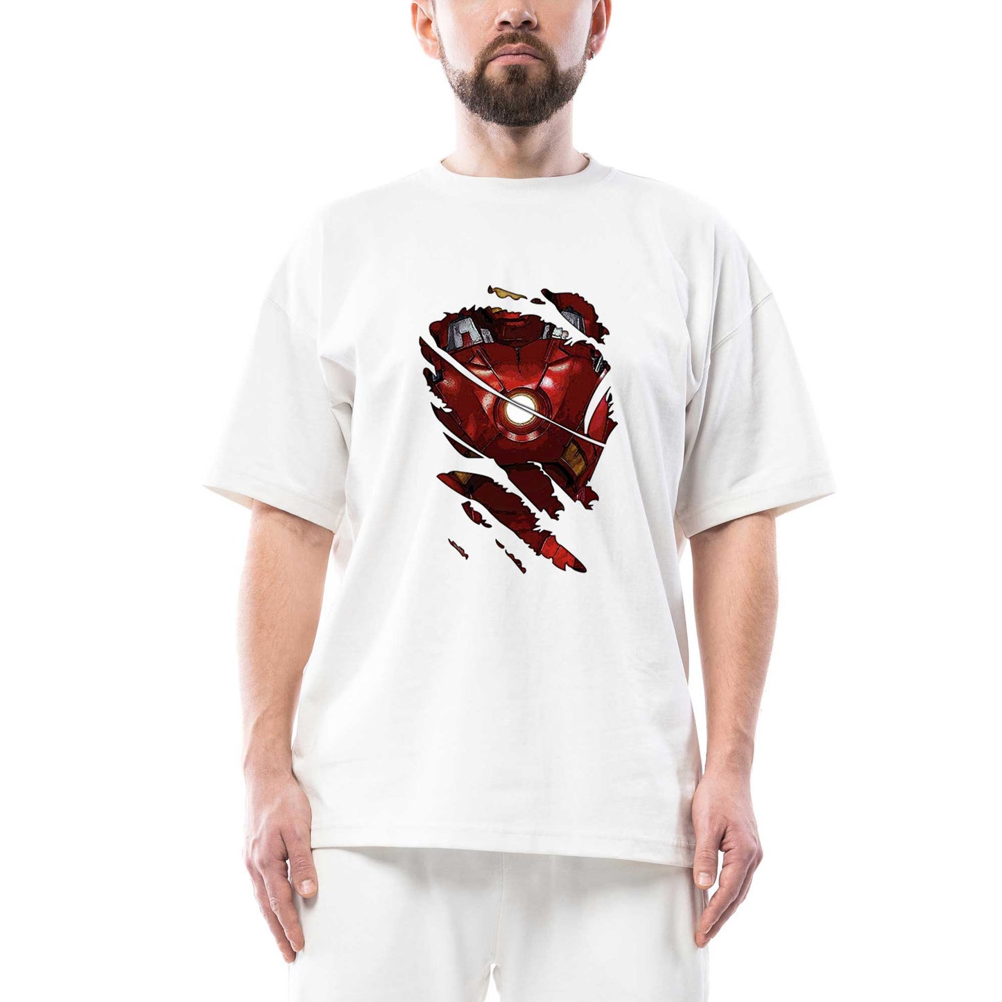 Iron Man Body Oversize Beyaz Tişört