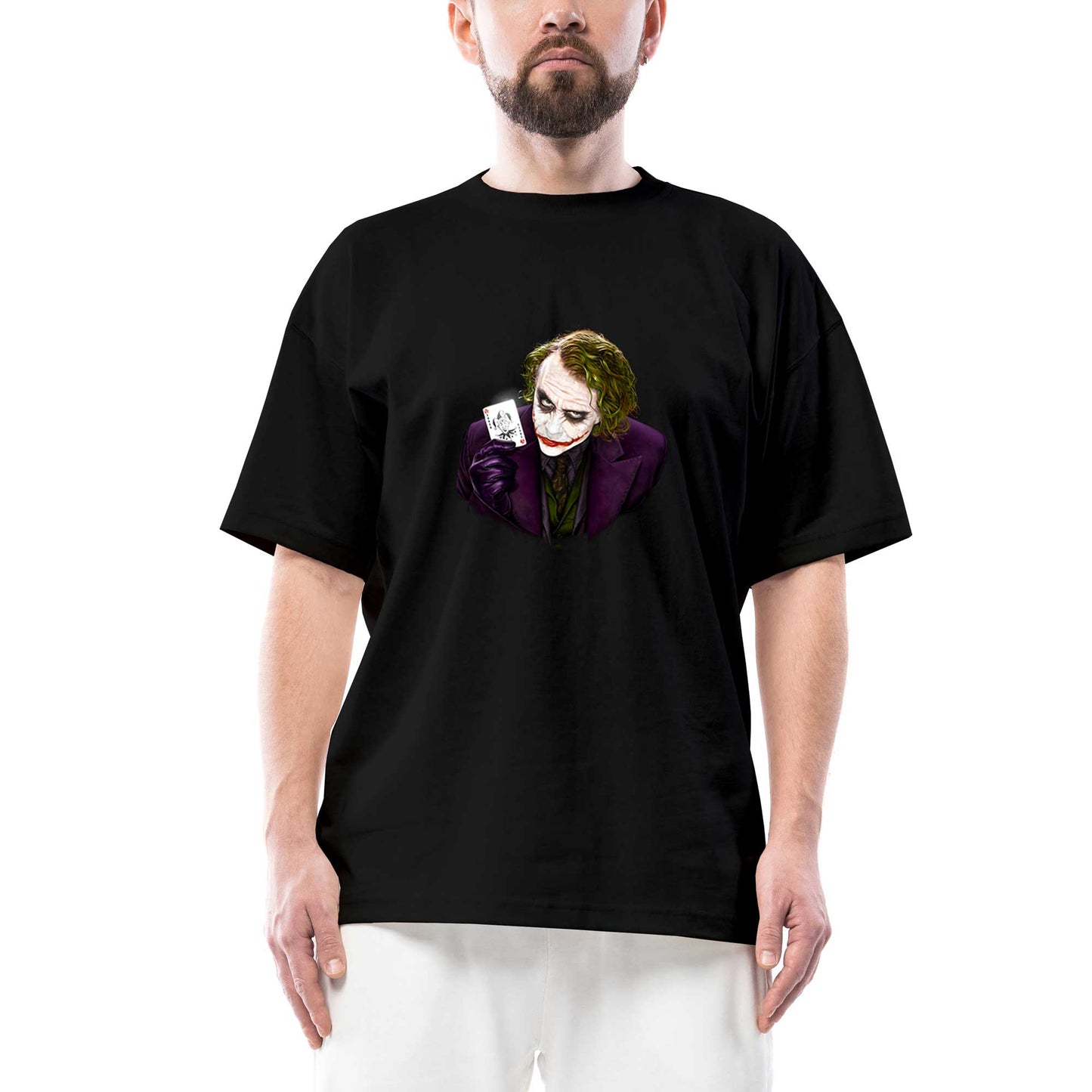 Joker Poker Card Oversize Siyah Tişört