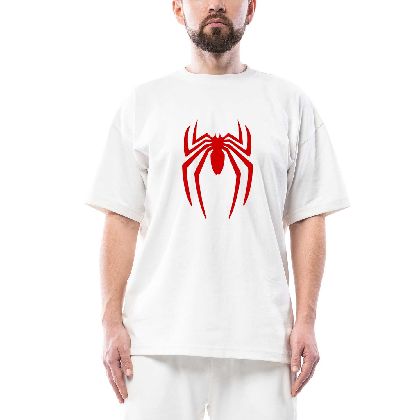 Spiderman Logo Oversize Beyaz Tişört