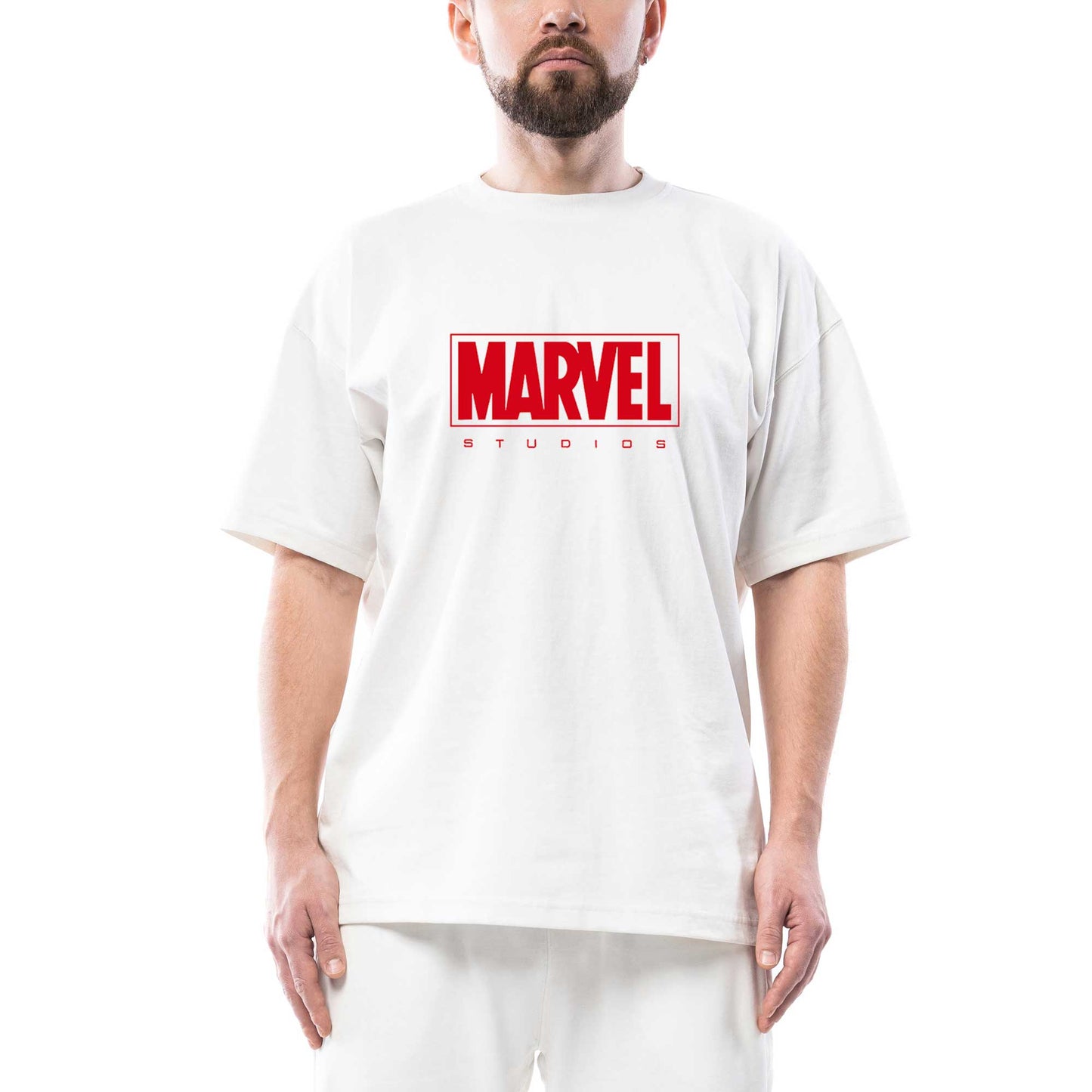 Studios Logo Oversize Beyaz Tişört