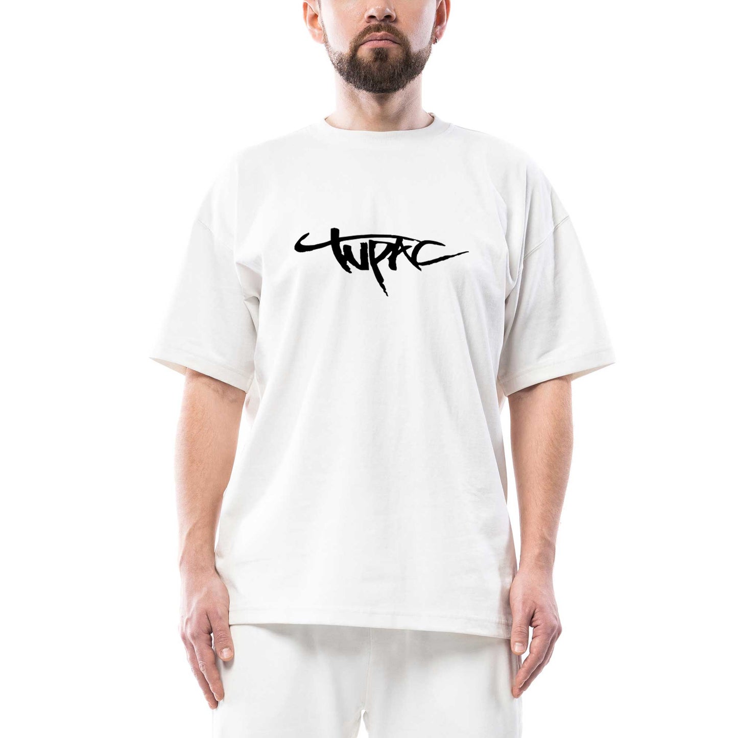 Tupac Logo 2 Oversize Beyaz Tişört