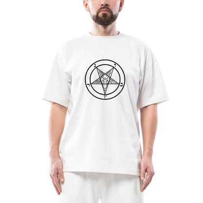 Baphomet Logo 2 Oversize Beyaz Tişört