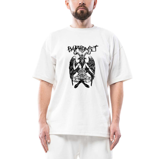 Baphomet Mythological Figure Oversize Beyaz Tişört