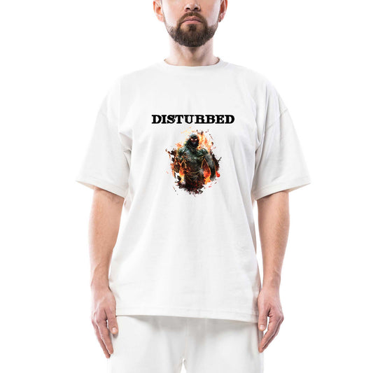 Disturbed Monster Oversize Beyaz Tişört