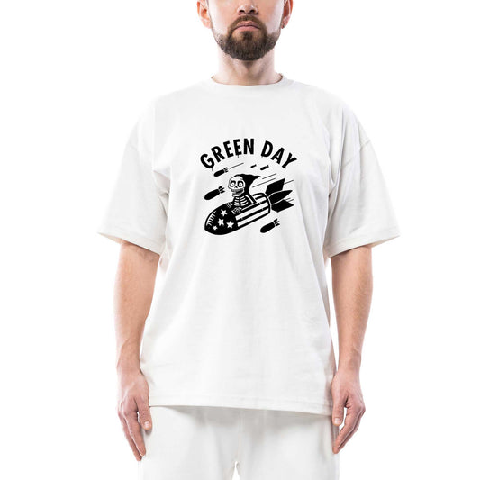 Green Day Skeleton Oversize Beyaz Tişört