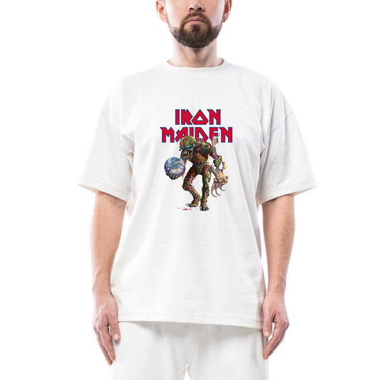 Iron Maiden Monster Guitarist Oversize Beyaz Tişört
