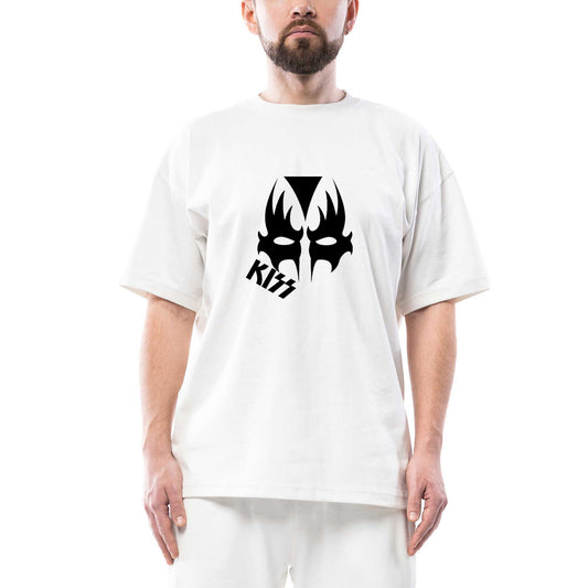 Kiss Mask Oversize Beyaz Tişört