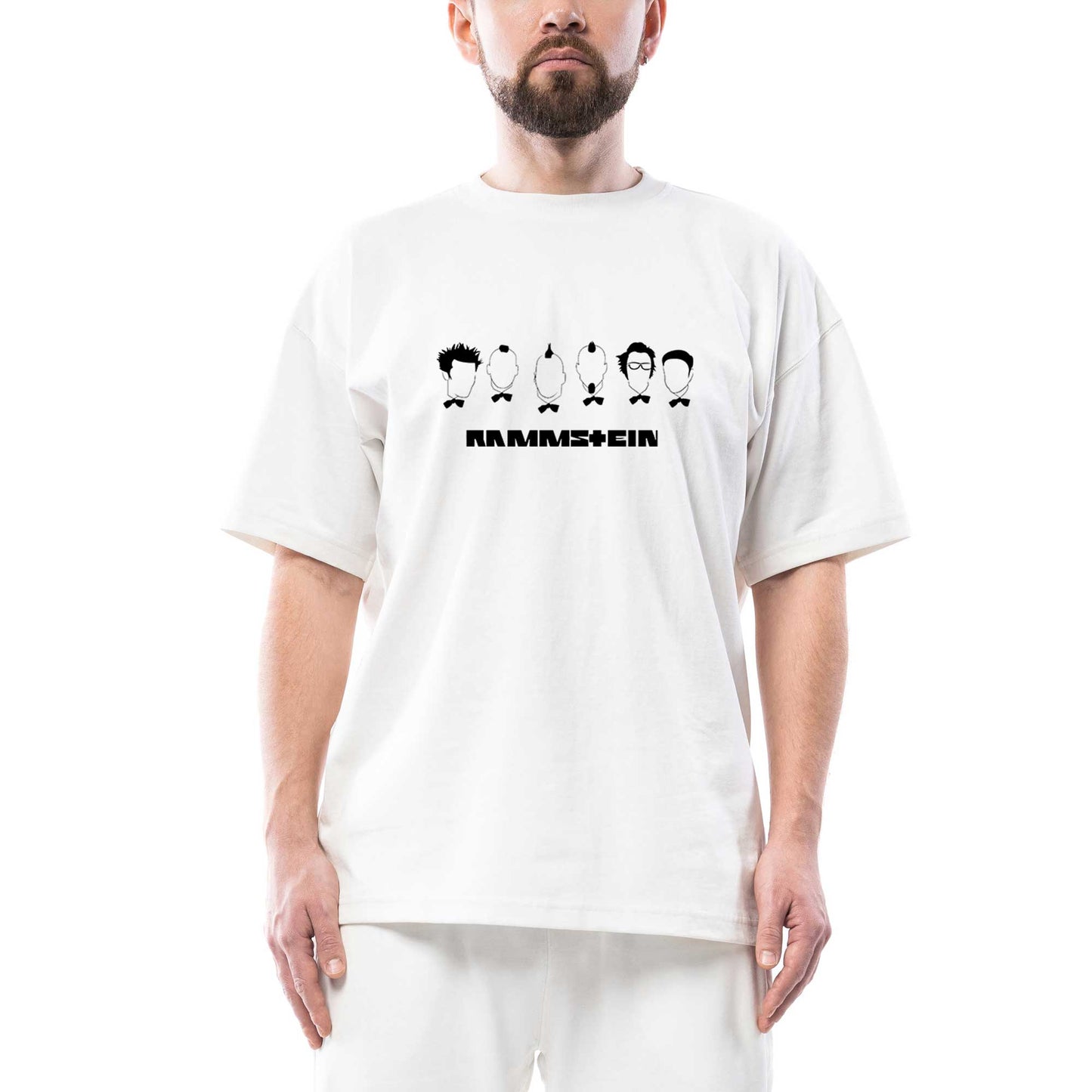 Rammstein Drawing 2 Oversize Beyaz Tişört