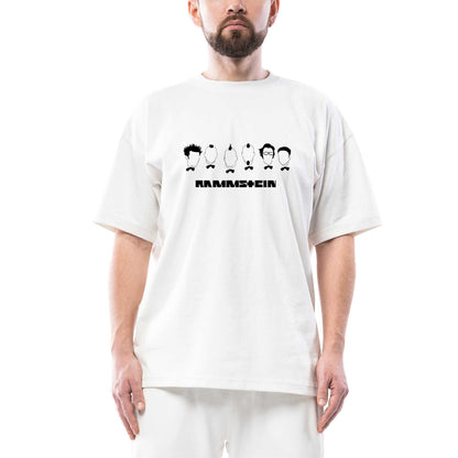 Rammstein Drawing 2 Oversize Beyaz Tişört